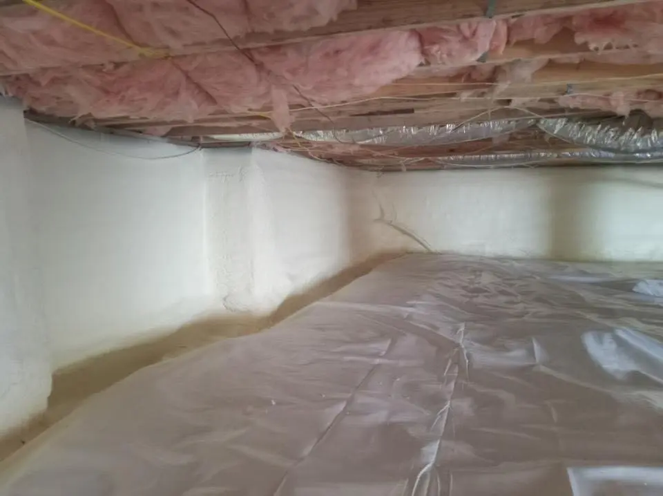 Crawl space encapsulation with closed-cell spray foam for Metal Roof Coating in Halls